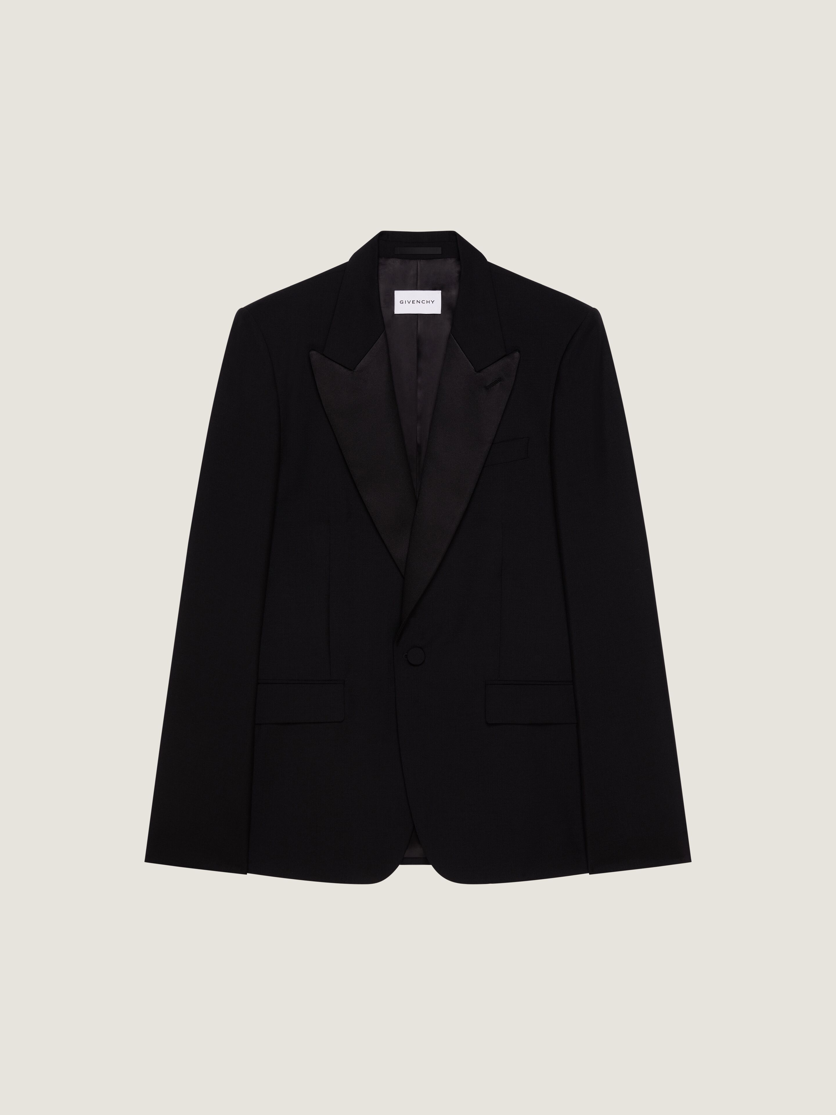 Fitted tuxedo jacket in wool mohair